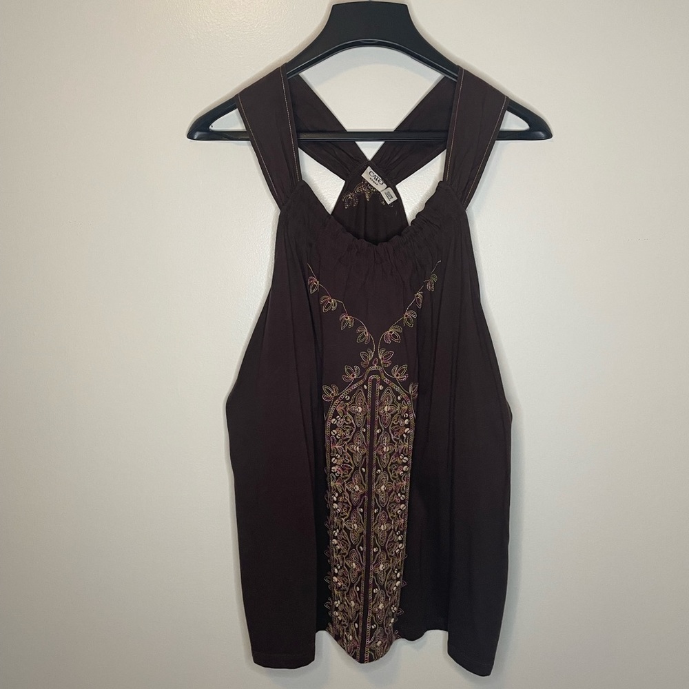 CATO Brown Tank with embroidery beadwork size 22/24